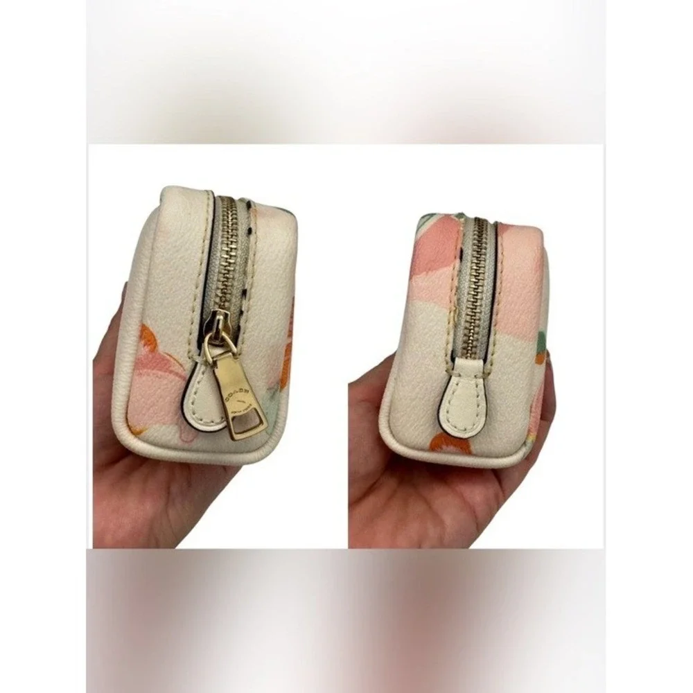 Coach Dreamy Land Floral Mini Boxy Cosmetic Case Makeup Bag Cream